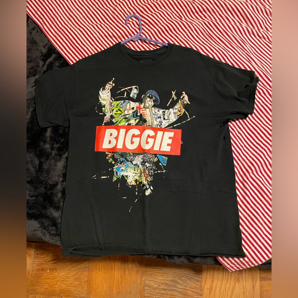 Black Short Sleeve vintage Graphic Tee with RED 'BIGGIE' Panel
